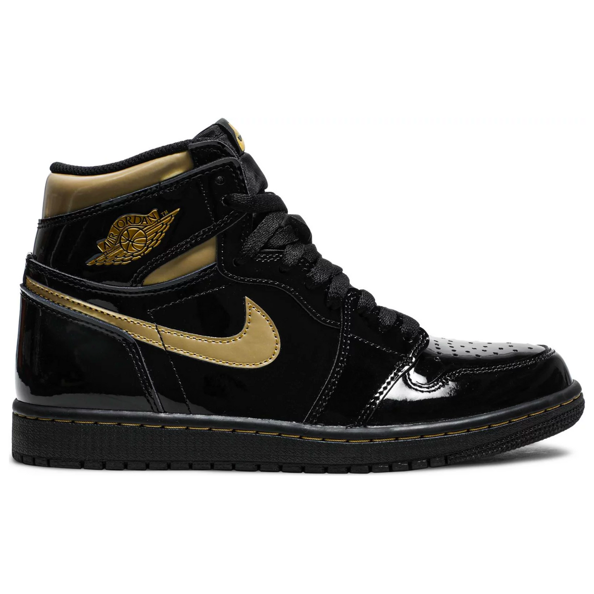 Air jordan 1 mid patent black gold sales