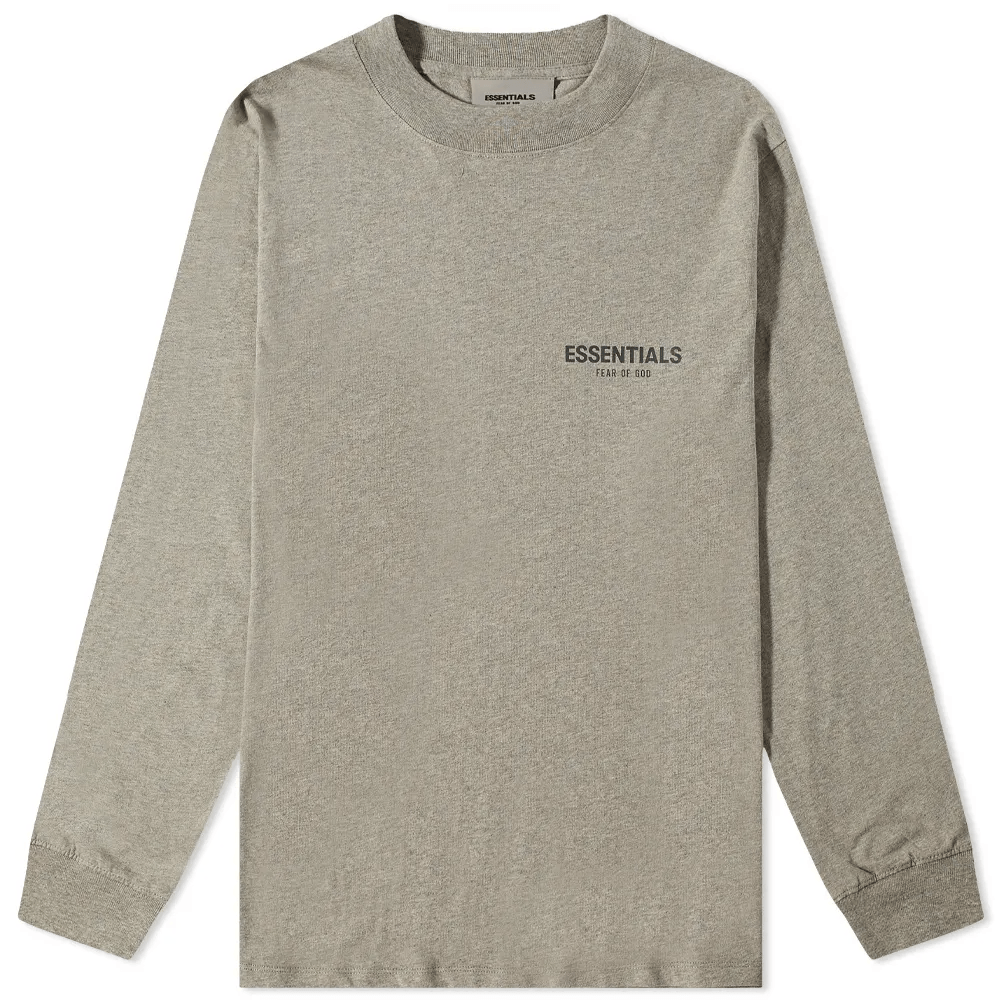 Fear of God ESSENTIALS Long Sleeve Summer Core Tee Dark Heather Oatmeal - Swest Kicks