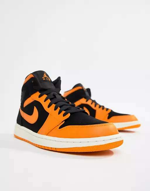 nike air jordan 1 retro mid black orange peel