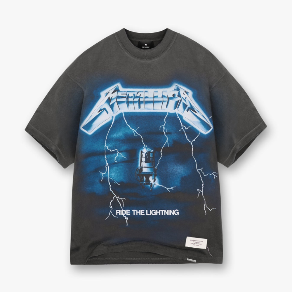 Represent x Metallica Ride The Lightning T-Shirt 'Stained Black