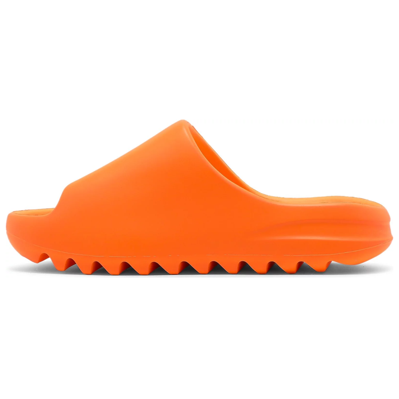 yeezy slide enflame orange on feet