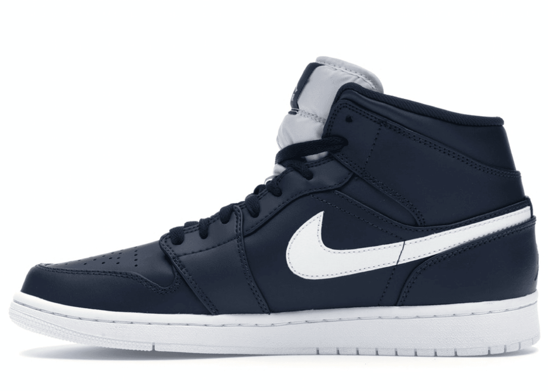Jordan 1 Retro Mid Obsidian White Swest Kicks