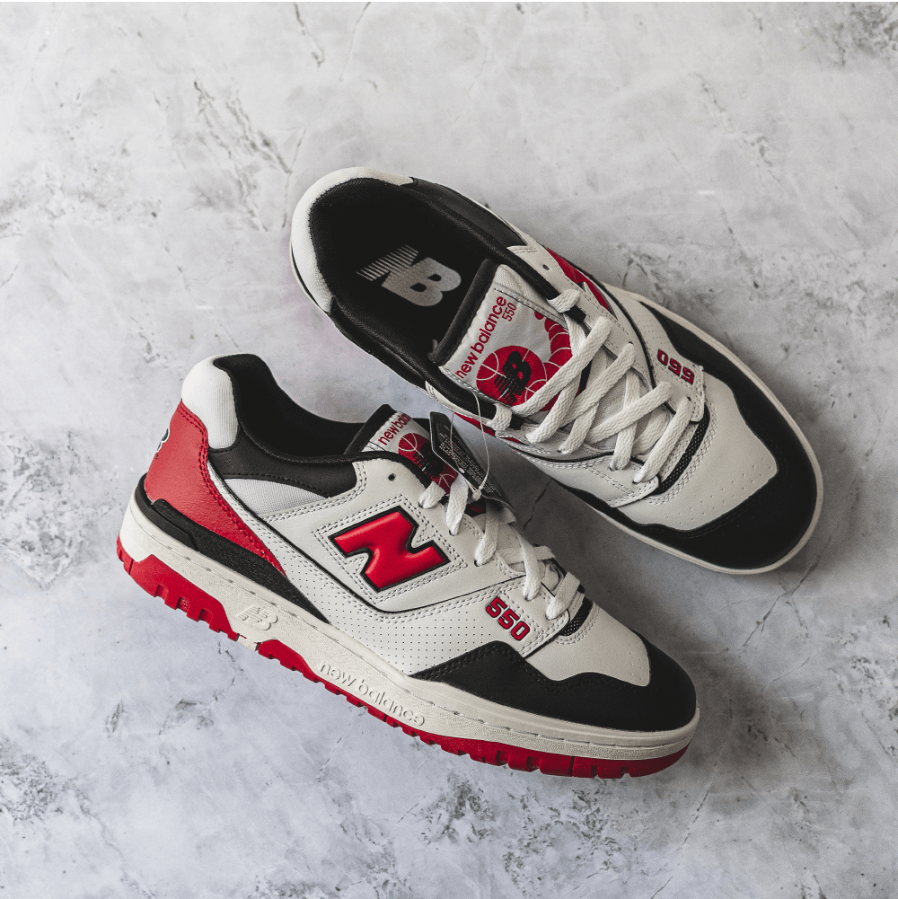 New balance red black white sales